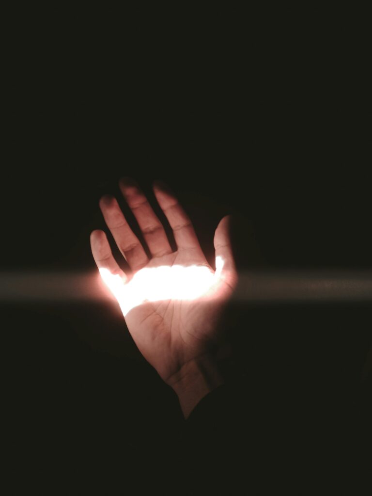 licht op hand